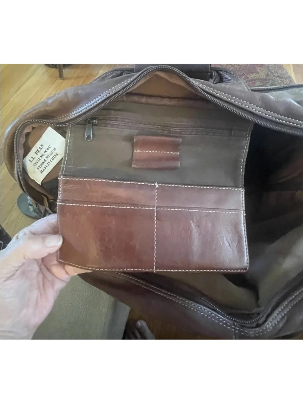 LL Bean Brown Leather Messenger Bag - Classic Work Satchel